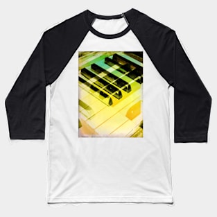 Overlapping Abstract Mirroring Piano Keys with Green and Yellow Baseball T-Shirt